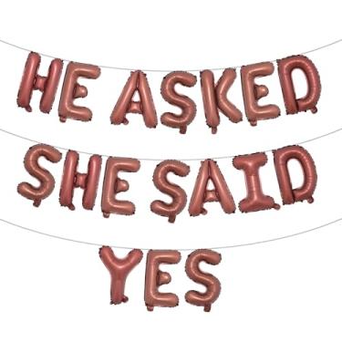 Imagem de He Asked She Said Yes Banner de balão, placa de glitter multicolorido para casamento, noivado, decorações de festa de chá de panela (HE ASKED SHE SAID YES Chocolate)
