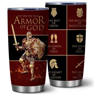 Imagem de Pastor Appreciation Gifts, Put The Full Armor Of God 597 g Copo de café de aço inoxidável isolado com tampa, presentes cristãos para crentes cristãos, pastores, homens, pai, Natal, Ação de Graças, 1