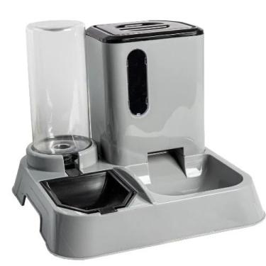 Imagem de Kit Bebedouro e Comedouro Automático para Cachorro e Gato 1L Premium Reforçado – Alimentador Pet Prático(CINZA)