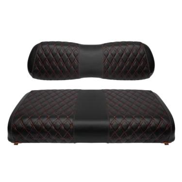 Imagem de SHUNCHENXIANG Capas de assento de substituição de vinil para carrinho de golfe serve para Club Car DS 2000.5+, capa de assento frontal de diamante, costura preta, durável, respirável e fácil de limpar