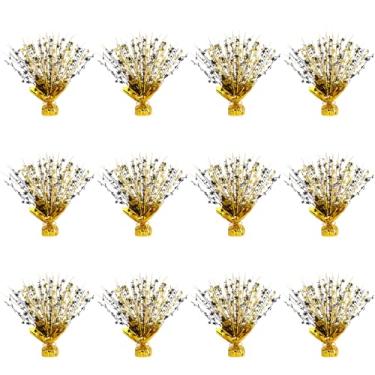 Imagem de 12 Pack Metallic Star Foil Spray Centerpieces for Table Decorations .Vibrant Color Party Decor for Birthday, Graduation, Anniversary, New Year's Eve (Black Gold)
