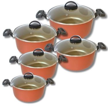 Imagem de Jogo De Panelas 5 Peças Antiaderente Com Tampa De Vidro GAL