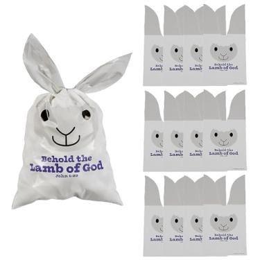 Imagem de Fun Express Sacos religiosos de celofane de cordeiro de Deus da Páscoa de 12,7 cm x 23,5 cm - 12 peças