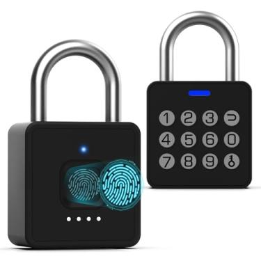 Imagem de Keylesslife Cadeado de impressão digital, cadeado de combinação inteligente à prova d'água para cerca, galpão, academia, escola