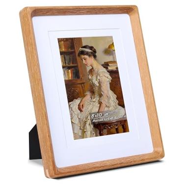 Imagem de Gdfmsc Porta-retrato 20 x 25 cm com tapete para 13 x 17 x 20 cm, madeira teca natural dos EUA, canto arredondado feito à mão com vidro verdadeiro, moldura de parede e mesa para galeria de fotos