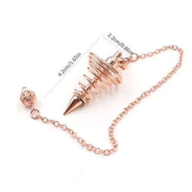 Imagem de GLOGLOW Pêndulo Espiritual de Metal, Pêndulo de Radiestesia de Adivinhação Com Corrente para Testes de Chakras Cura Espiritual, 7,0 Em Comprimento 16,53 X 8,66 Em Tamanho (Ouro rosa)