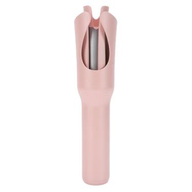 Imagem de Brrnoo Modelador de Cabelo Automático, Modelador de Cabelo Sem Fio Com Display Digital e 3 Configurações de Temperatura 160C 180C 200C, Design Semi-fechado para Ondas de Praia, Bateria (Rosa)