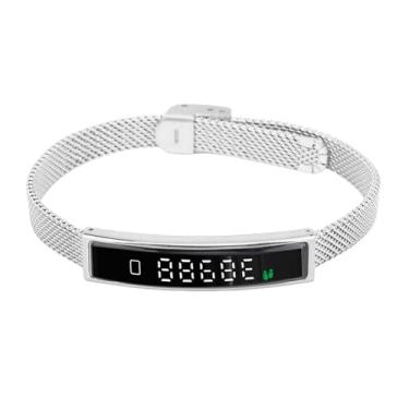 Imagem de Yunseity Pulseira Inteligente, Rastreador de Atividades Físicas, à Prova de água, Dados de Exercícios Visualizados, Pulseira Inteligente Com Pedômetro para Mulheres e Homens, para Correr (SILVER)