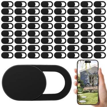 Imagem de FNANJWQ Capa para webcam, 64 peças, capa ultrafina para câmera de laptop para laptop/celular/PC/tablet, acessórios para bloqueador de câmera, ótimo para privacidade - preta