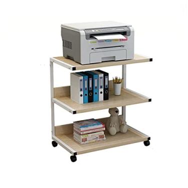 Imagem de Suporte de impressora de escritório, organização, prateleira de 3 níveis, suporte de impressora móvel, rodas, suporte de impressora moderno, para casa, com grande espaço de armazenamento, rack