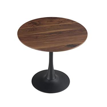 Imagem de Mesa de jantar redonda moderna com design de base de pedestal, mesa de lazer de meados do século para cozinha, sala de jantar e sala de estar (80 cm) (80 cm)