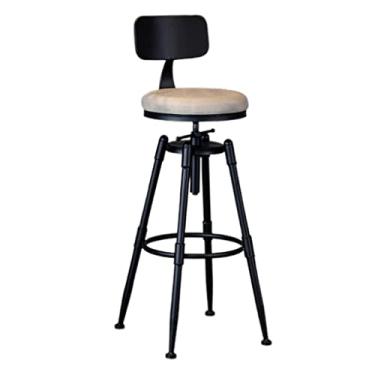 Imagem de Banqueta de bar vintage industrial, banco de balcão para comer/beber/relaxar, bancos de bar de fazenda, para cozinha, café, bar (Cor: A, Tamanho: 55 cm) (B 70 cm)