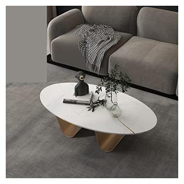 Imagem de pcagfaajmh Mesa lateral para sala de estar, mesa lateral, mesa de centro, apartamento pequeno, ardósia criativa, redonda, simples, luz doméstica, mesa de café luxuosa (cor: 3) (5)