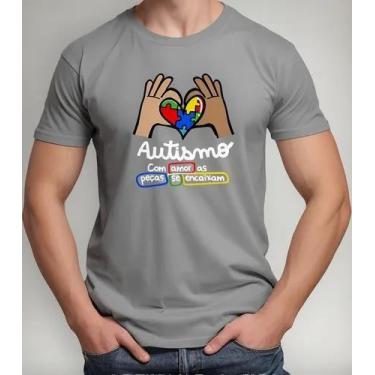 Imagem de Camiseta Camisa Algodão Feminina Masculina Adulto Campanha Abril Azul 