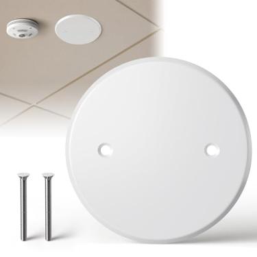 Imagem de Gadgetzan Placa de cobertura de teto, placa de cobertura de caixa elétrica redonda de 12 cm para caixa elétrica de 7,5 cm, placa de parede redonda de metal para detector de fumaça, espaçamento de