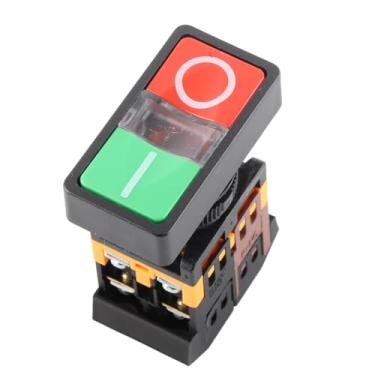 Imagem de Generic Interruptor de Botão Duplo Com Luz LED para Painel de Controle e Equipamento Elétrico, Estrutura Clara, Botão Momentâneo Liga/desliga para DIYers Domésticos, Botões Verdes Vermelhos (24V)