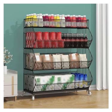 Imagem de Prateleira grande para expositores de batatas fritas, supermercado lojas de farmácias Suporte de chão com rodas, carrinhos de despensa de festa em casa para frutas e vegetais (Cor: 4 níveis, Tamanho