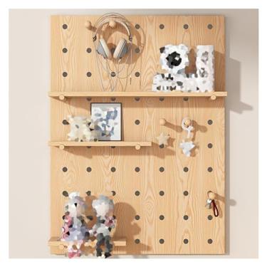 Imagem de Kit organizador de madeira com painel de parede versátil para cozinha, garagem, escritório e dormitório – solução de armazenamento elegante de 60 x 80 cm (23,62 x 31,49 pol) em acabamento de madeira
