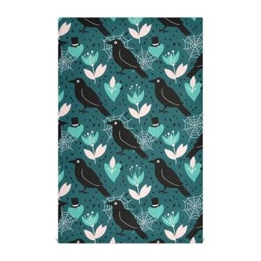 Imagem de Burbuja 1 pacote de toalhas de cozinha com flor de corvo, panos de prato absorventes reutilizáveis de microfibra para secagem e limpeza, 45 x 71 cm