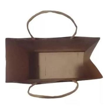 Imagem de Sacola De Papel Pardo Kraft Com Alça M 31,5X24X10Cm C/25