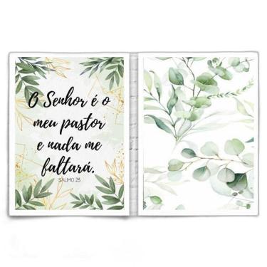 Imagem de Kit 2 Quadros Evangélicos Salmo 23 24X18Cm Com Vidro Branca