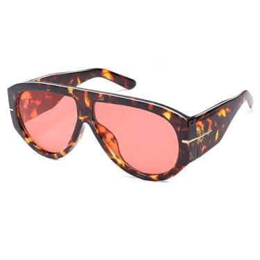 Imagem de HERJOUR Óculos de sol aviador retrô grandes femininos masculinos clássicos anos 70 AR82227, Tartaruga profundo/vermelho, Medium