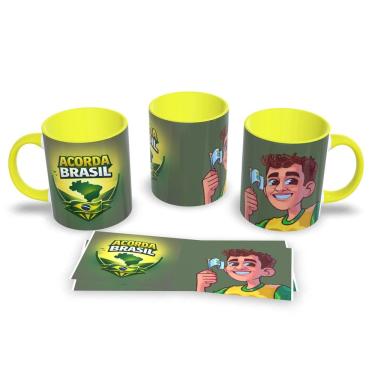 Imagem de Caneca de Porcelana "Acorda Brasil" - O Café do Patriota