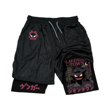 Imagem de Shorts Esportivos Masculinos De Verão Com Estampa Pikachu, Efeito Duas