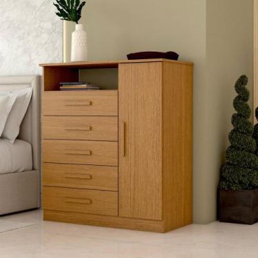 Imagem de Cômoda Veneto 1 Porta 5 Gavetas 100% Mdf Cinamomo - Panorama Móveis, M