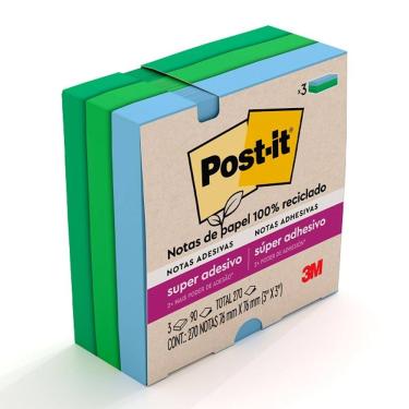 Imagem de POST-IT Notas 654SS Oasis Reciclavel 3 Cores 76MM X 76MM