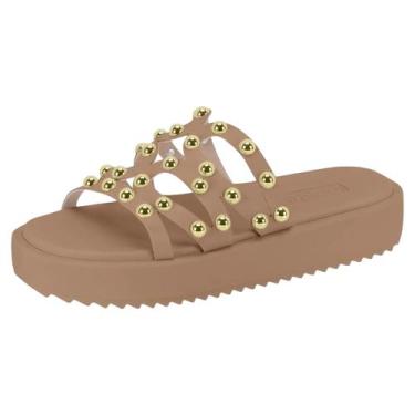 Imagem de Chinelo Confortável Moleca Feminino Antiderrapante Flatform, Nude, 37