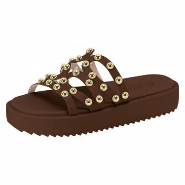 Imagem de Chinelo Confortável Moleca Feminino Antiderrapante Flatform, Chocolate