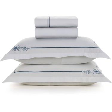 Imagem de Jogo de Cama Karsten Helen 200 Fios 4 Peças Queen Branco