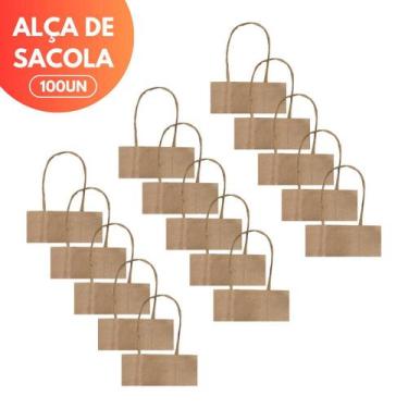 Imagem de Kit 100 Unidades Alça Papel Kraft Torcido Para Sacola 11X13 - Distribu
