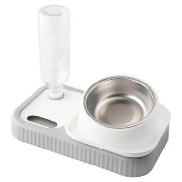Imagem de Comedouro e Bebedouro Pet Duplo PP e Aço Inox Kit Dual para Cães e Gat