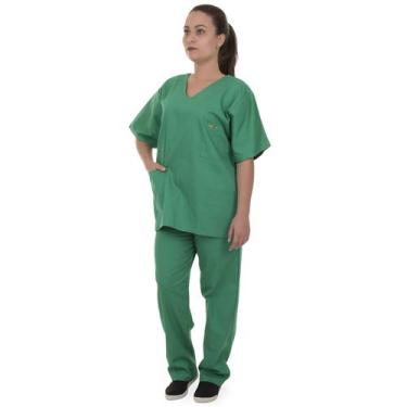Imagem de Pijama Cirúrgico Oxford Verde Não Amassa Seca Rápido Unissex Artipé - 