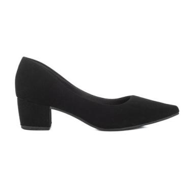 Imagem de Sapato Scarpin Moda Feminina Rafaela Salto Baixo Grosso 5 Cm, Preto no