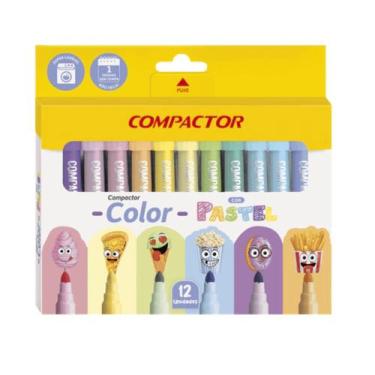Imagem de Caneta Hidrográfica Compactor Color Pastel 12 Cores