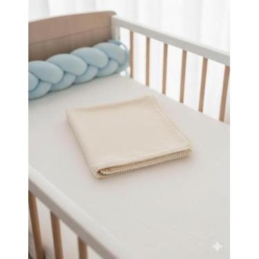 Imagem de Manta Bebê em Malha Dupla 100 Algodão com Pompom 70x80cm - Mudan Baby 