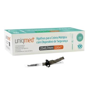 Imagem de Agulha Coleta Múltipla 25x0,7 22gx1 C/ Dispositivo Segurança Uniqmed
