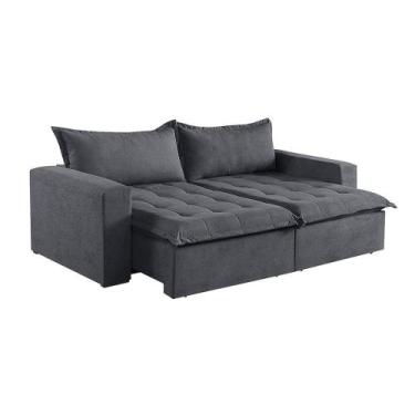 Imagem de Sofá Cama 3 Lugares Retrátil Reclinável M-184 Veludo Martins Grafite -