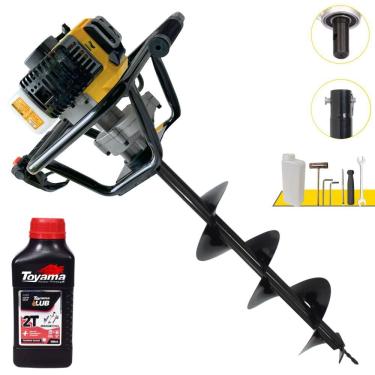Imagem de Perfurador de Solo PSL517 à Gasolina 51,7CC 1,8HP com Broca 80x20CM Espiral Simples e Ó...