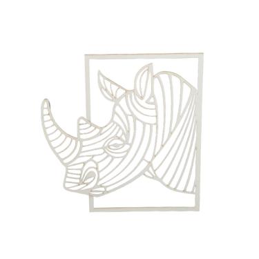 Imagem de Placa Decorativa Placa Rinoceronte 3d Decoração Ambiente Branco MDF 3MM Cortado a Laser...