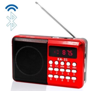 Imagem de Rádio Retrô Bluetooth OEM KA-31 com FM Potência 3W Display LED Conectividade 5.0 Entradas USB e Cartão Vermelho