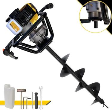 Imagem de Perfurador de Solo PSL517 à Gasolina 51,7CC 1,8HP com Broca Espiral Simples 80x20CM Ama...