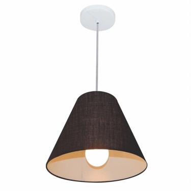 Imagem de Lustre Pendente Md-4028 com Cúpula em Tecido Cone 25X30X12CM e Cabo Ajustável Preto Viv...