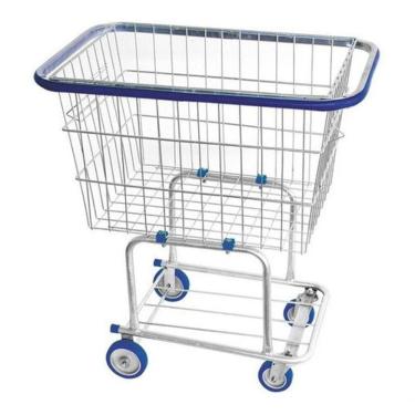 Imagem de Kit 2 Carrinhos de Compras para Condomínio 140L Aço Carbono Rodas em PVC Prata Higipack