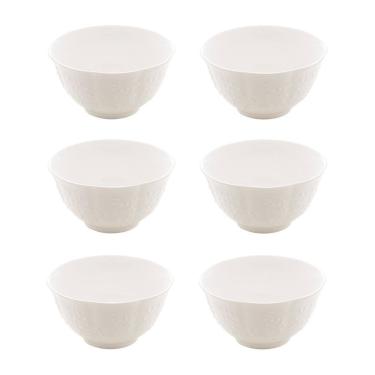 Imagem de Cj 6 Bowls Cumbuca de Porcelana New Bone Butterfly Flower Branco 14x7,5cm Lyor