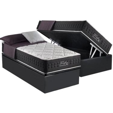 Imagem de Conjunto Box Baú Solteiro: Colchão Molas D Angelis Anjos Ensacadas Fort Flex + Base CRC...