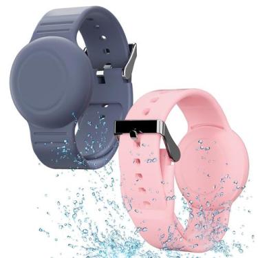 Imagem de Pulseira AirTag impermeável para crianças AGMZ (pacote com 2) cinza, a